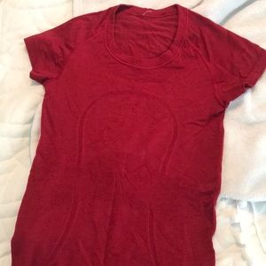 Red lululemon short sleeve top size 2